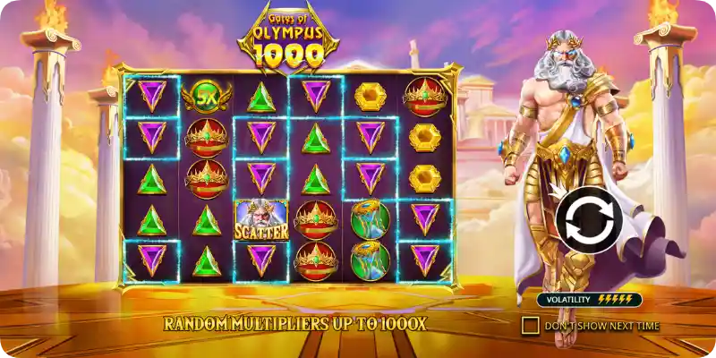 Gates of Olympus 1000 random multipliers tot 1000x scatter symbool