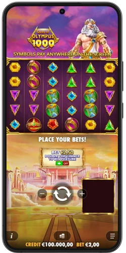 Gates of Olympus 1000 basisspel place your bets mobiel