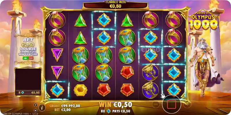 Gates of Olympus 1000 tumble win €0,50 cascade symbolen