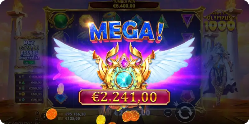 Gates of Olympus 1000 mega win €2.241 hoge volatiliteit uitbetaling